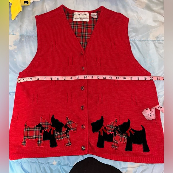 Scottie Dog Red Sweater Vest - Marisa Christina Christmas Collection - Size L - Picture 6 of 7